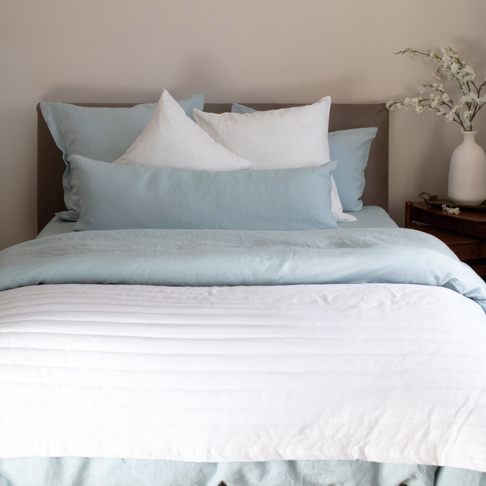 100% French Linen Pillow Sham, Wave, Rectangle 16"H x 44"W, Down Alternative