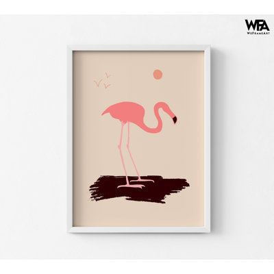 Affiche de flamant rose, idée de décor de soleil minimaliste, art mural chambre rose vif, décoration de salle de bain d'invité flamant rose, art mural Airbnb de Floride