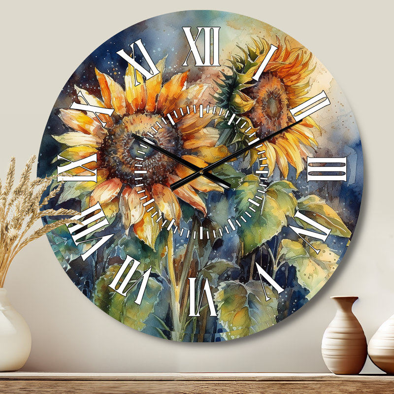 Horloge murale jaune tournesol symphonique II, Médium