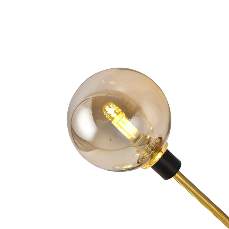 Wetumpka 5-Light Industrial Glass Globe Semi Flush Mount Ceiling Light, Amber