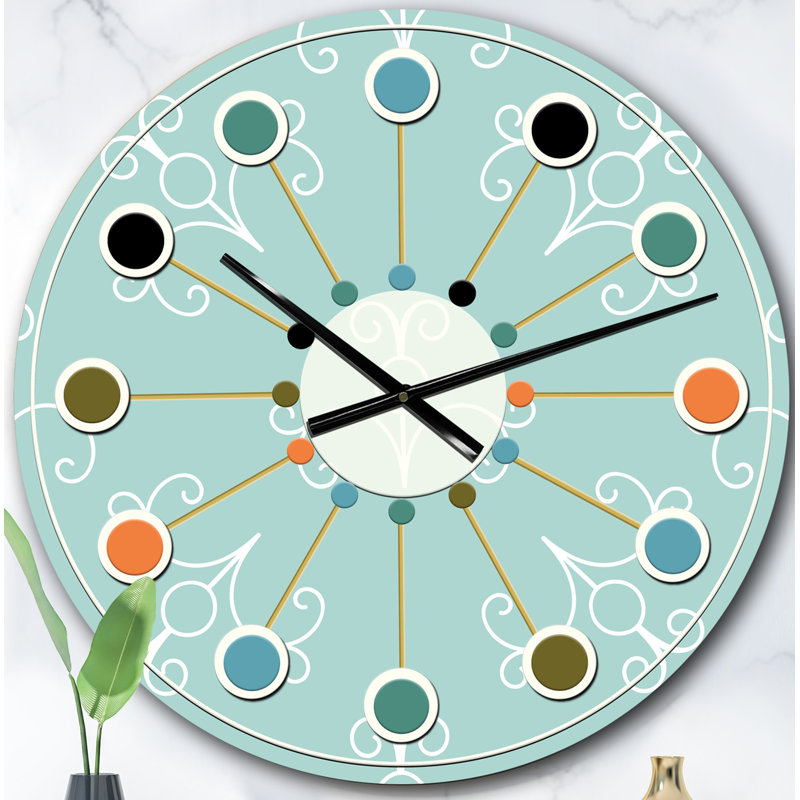 Horloge murale Turquoise Minimal, Surdimensionné