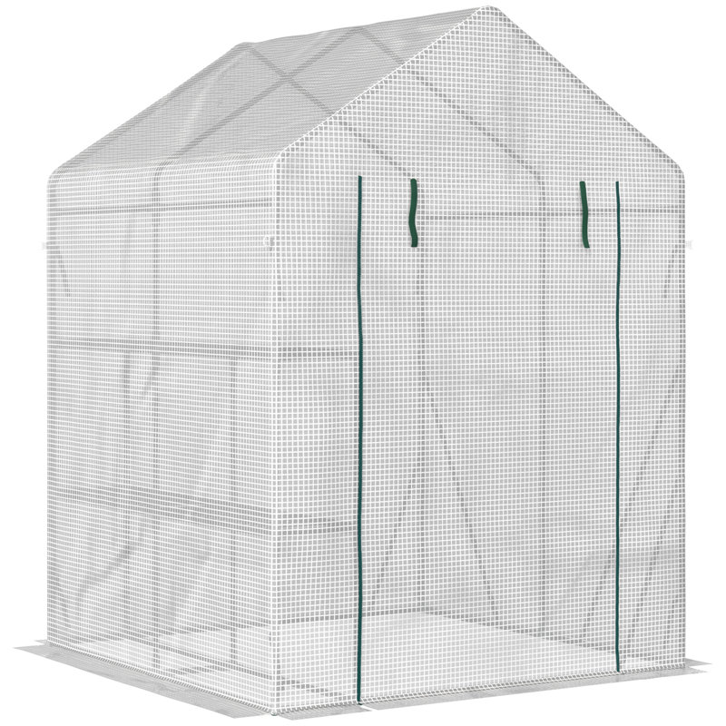 Walk In 143*143*195 cm Polyethylene 1 Piece Walk-in Greenhouse Clear with Roll-up Door, 195cm H x 143cm W x 143cm D