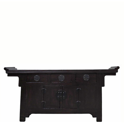 Antique Chinese Elm Everted Flange Altar Sideboard Cabinet