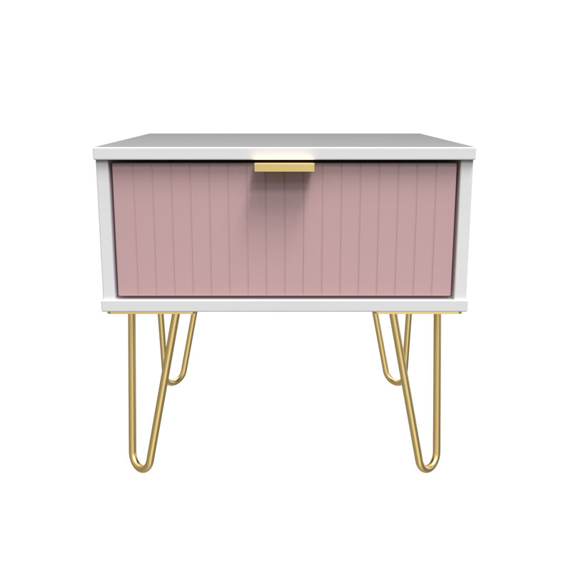 Beranda 45cm W Manufactured Wood Bedside Table, Kobe Pink/White