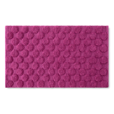 kate spade new york Dotted Woven Bath Rug, 21 in x 34 in, 100% Cotton Quick Dry French Navy Bath Mat