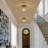 1-Light Rustic Wood Hexagon Flush Mount Ceiling
