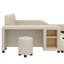 Lit tapissier à la terre, lit mère et enfant avec bureau de chevet et petit tabouret rond-122526776-122526778