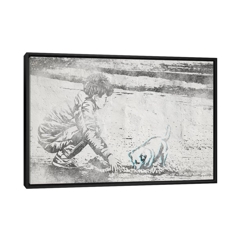 " Digging Away " by 5by5collective, 18" H x 26" W x 1.5" D, Black Framed Canvas, No Mat