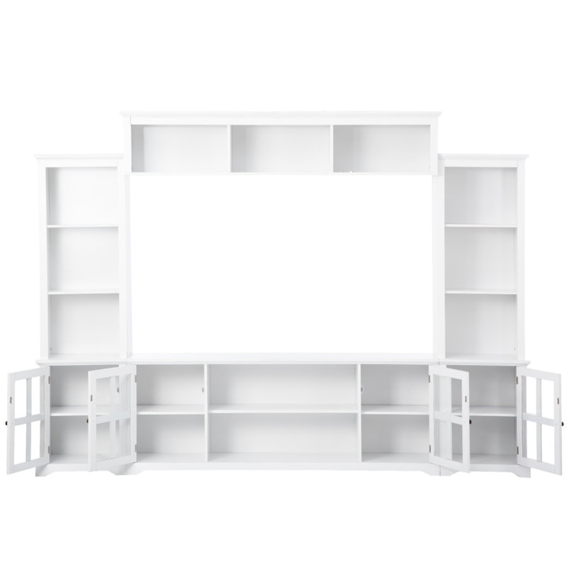 Meuble audio-vidéo minimaliste avec pont, console de télévision moderne pour téléviseur de 70 po ou moins, meuble télé multifonctionnel avec porte en verre trempé