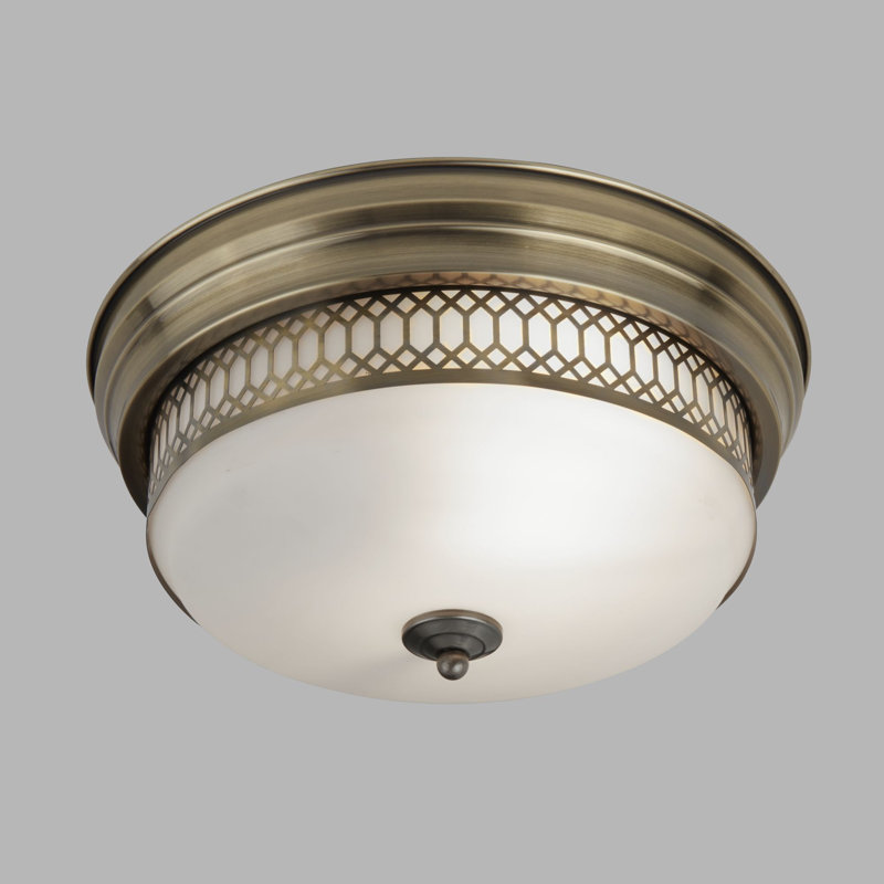 Geddes Glass Flush Mount, Antique Brass