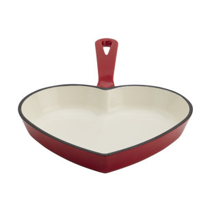 Smith & Clark 9" Enameled Cast Iron Heart-Shaped Skillet Fry Pan, Red