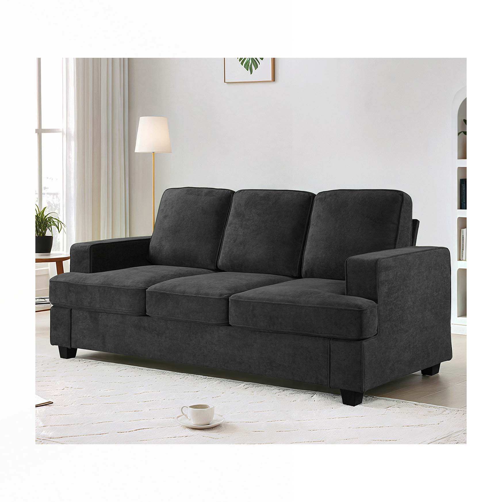 Ebern Designs Velvet Upholstered Sofa 2 Seater Couch with Deep Seating ...