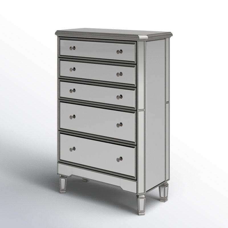 Caila 33" W 5-Drawer Dresser, Silver