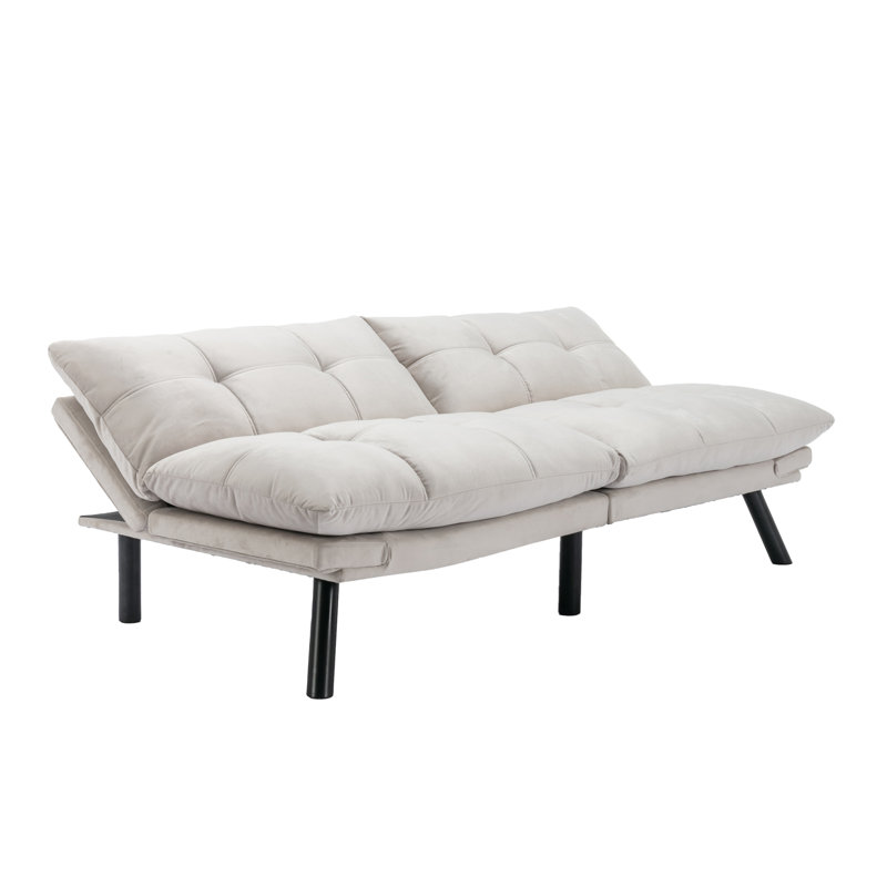 Canapé-lit inclinable convertible 70,9 po avec accoudoirs réglables, Velours blanc