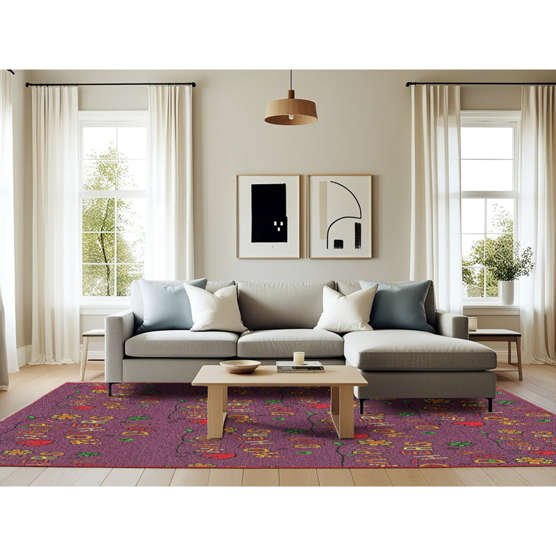 Rose/rouge bendheim Tapis décoratif, Rectangle 6 pi x 9 pi
