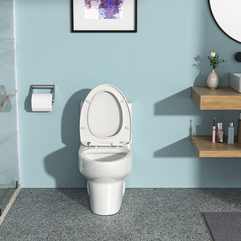 Toilette en céramique avec double chasse et siège lisse avec technologie entièrement émaillée