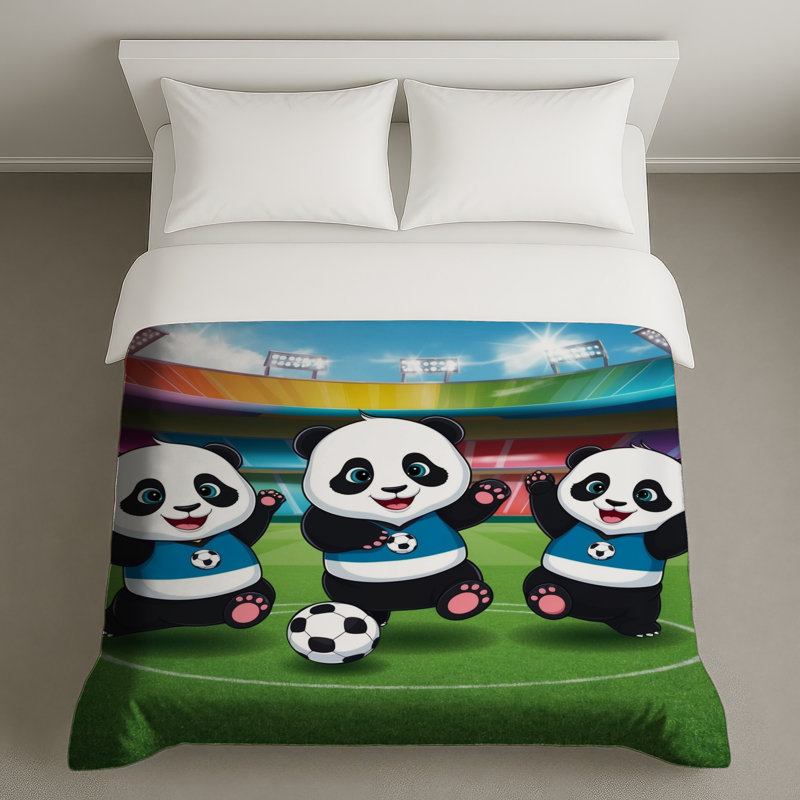 Dessin de housses de couette de soccer panda, Grand lit
