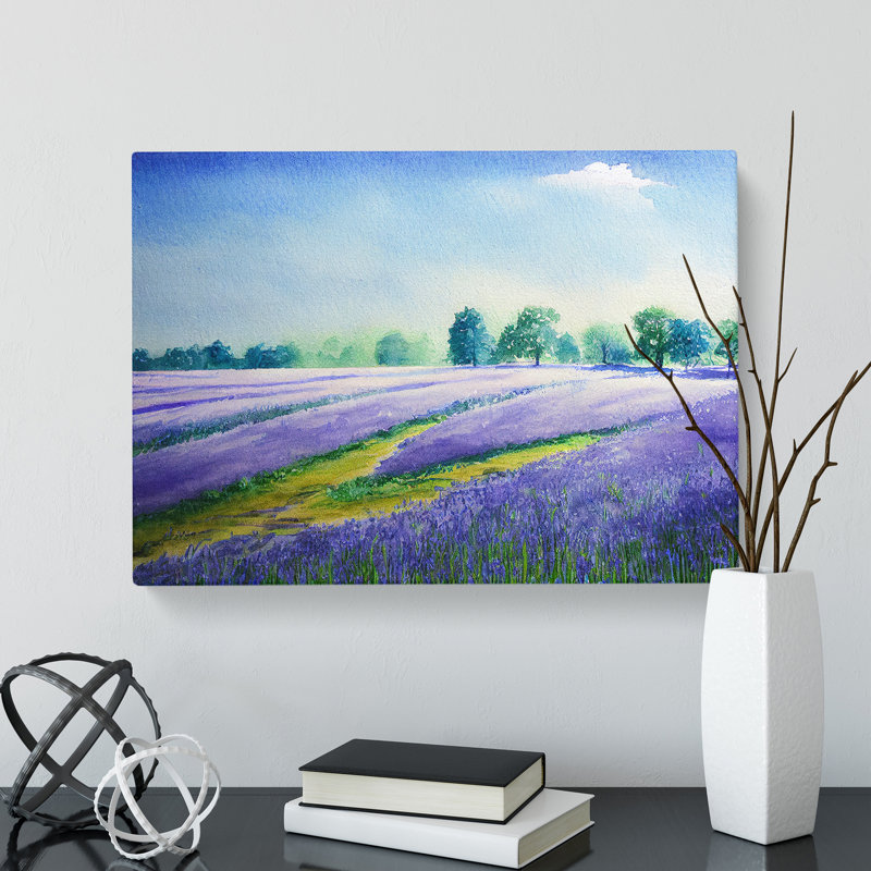 Bluebell Field In Watercolour Vol.5 - Wrapped Canvas Painting, 50cm H x 76cm W x 3cm D