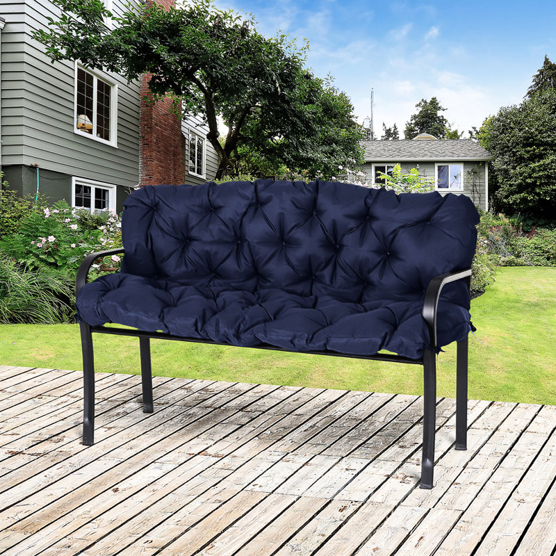 Coussin de patio bleu foncé pour 3 balançoires et 3 chaises d'extérieur, bleu, rembourré, avec canapé et attaches