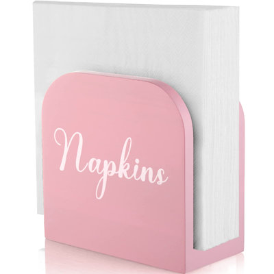 Pink Napkin Holder For Table - Wooden Napkin Holders For Kitchen - Pink Kitchen Decor And Accessories For Dining Room Table Decor - Wood Napkin Dispenser