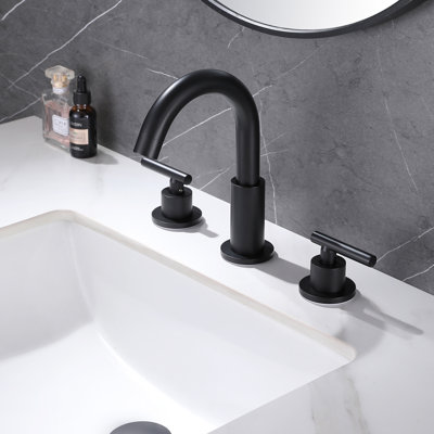 8 Inch 3-Hole Widespread Bathroom Faucet, 2-Handle Bathroom Sink Faucet With Drain Assembly