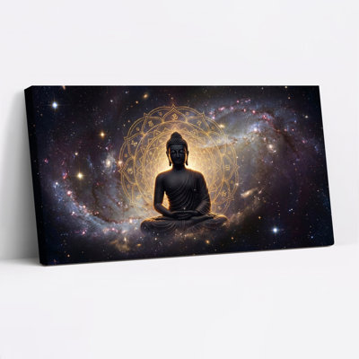 Bouddha galaxie mandala, ensemble de 1 reproduction d'art sur toile tendue sur toile