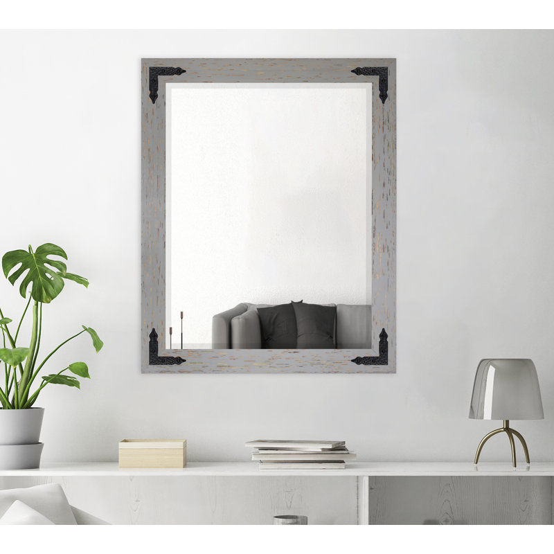 Tuohy Solid Wood Flat Wall Mirror, 41"  x 35" , Gray/Red