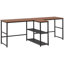 Bureau Bureau d'ordinateur pour deux personnes avec tablettes de rangement, poste de travail double avec étagère à livres