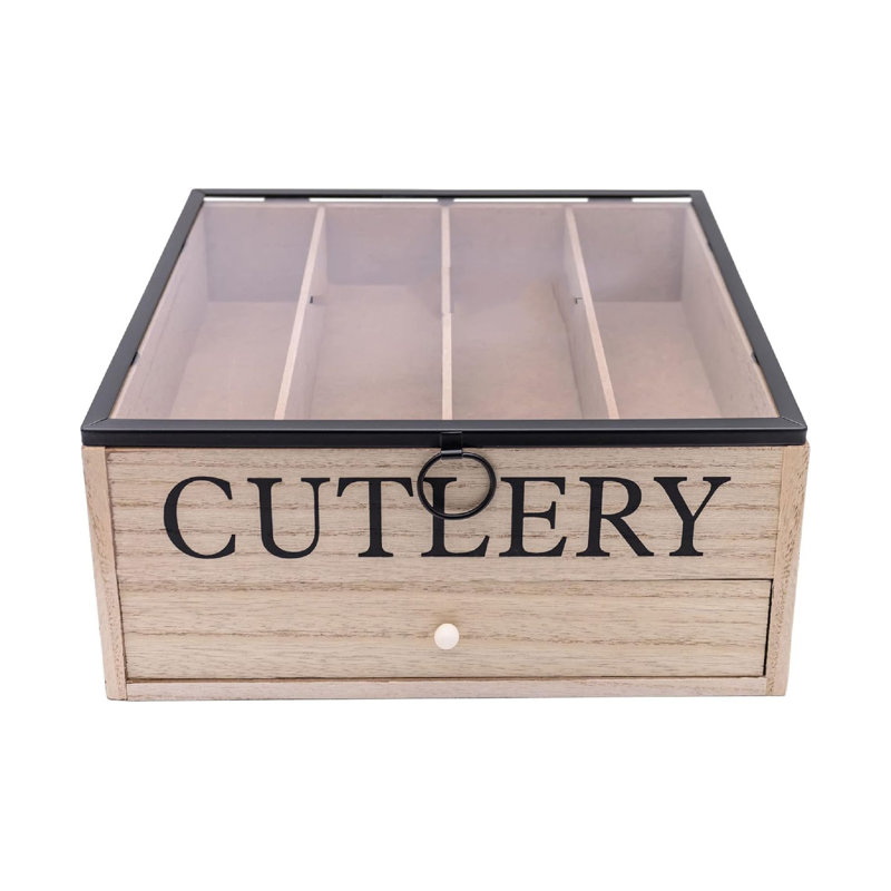 Wood Rectangle Utensil Storage Set