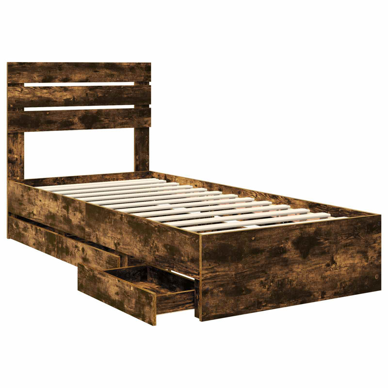 Bed, Small Single (2'6), Smoked Oak