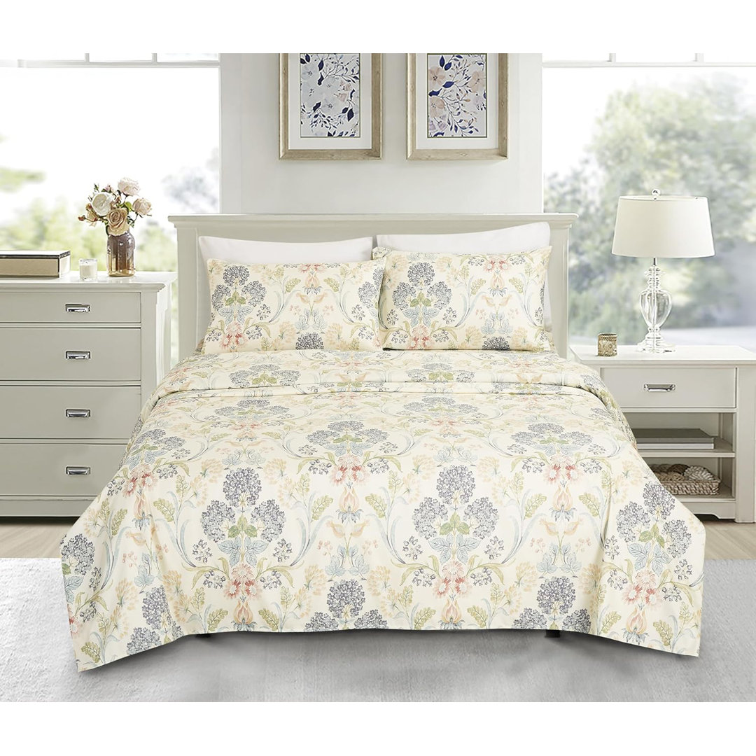 Microfiber Medallion Floral Garden Bed Sheet Set Chezmoi Collection 
