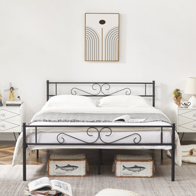 Kempst Metal Platform Bed Frame with Headboard and Footboard