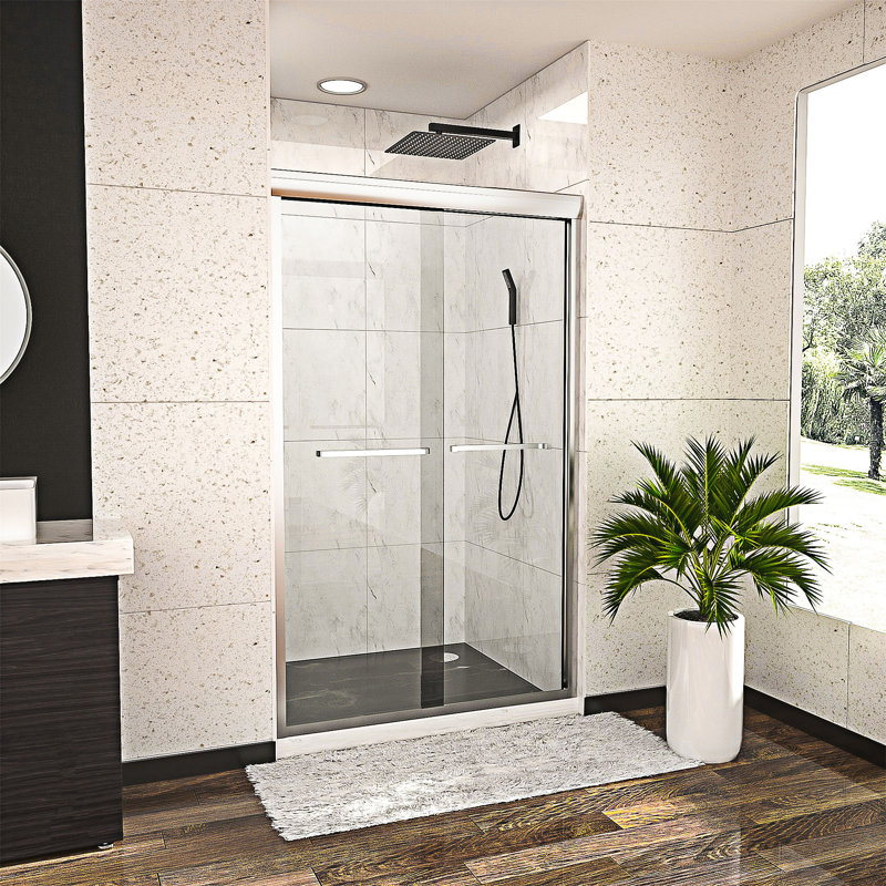 Porte de douche coulissante semi-sans cadre, Chrome chrome