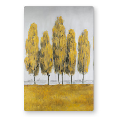 Abstract Yellow Trees - Metal Print for Living Room Decor