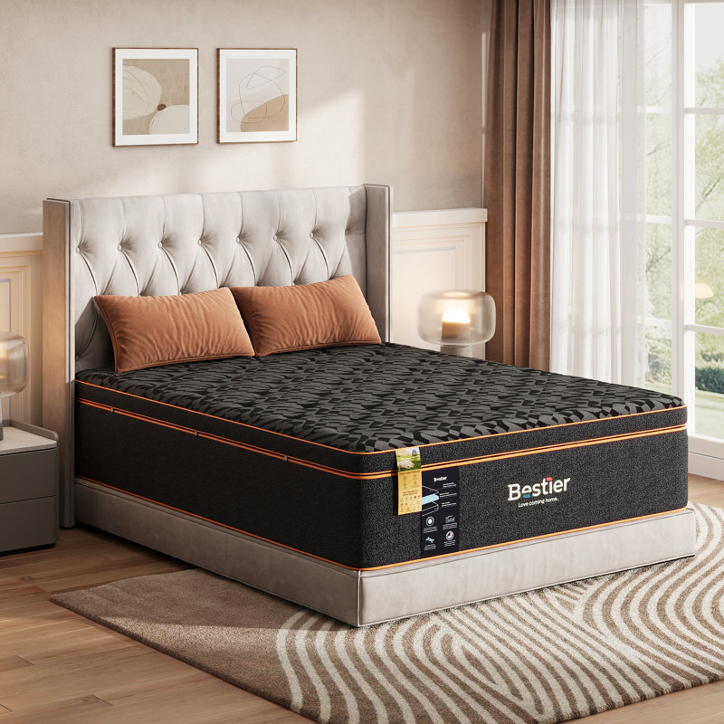 Matelas en mousse viscoélastique imprégnée de gel avec surmatelas en laine, Très grand lit, 12"