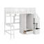 Lit mezzanine simple avec bibliothèque, armoire, bureau et tiroirs-311924194