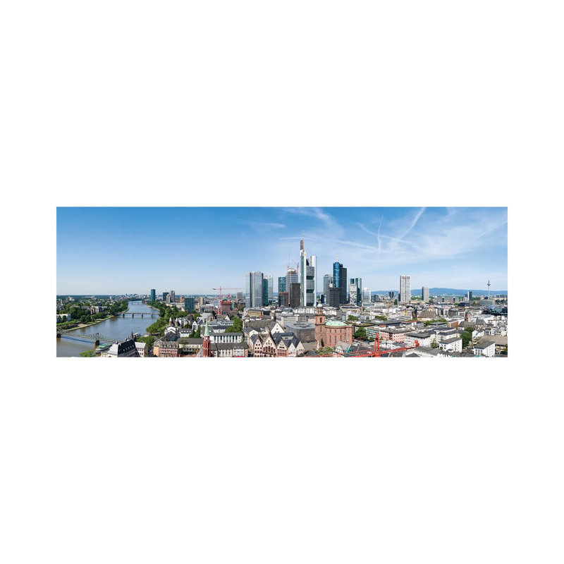 View Of The Central Business District In Frankfurt Am Main, Hesse, Germany by Jan Becke - Wrapped Canvas Panoramic Print