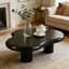 Table basse en forme de nuage de 39,37 po, l 27,56 po, table centrale irrégulière noire avec 3 pieds épais pour le salon