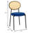 Modern Velvet Dining Side Chair with Rattan Back and Black Metal Legs for Kitchen or Dining Room-1352617813
