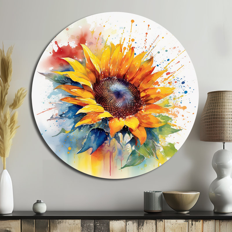 Isabelle - Art floral rond en métal, H 16 po x l 16 po