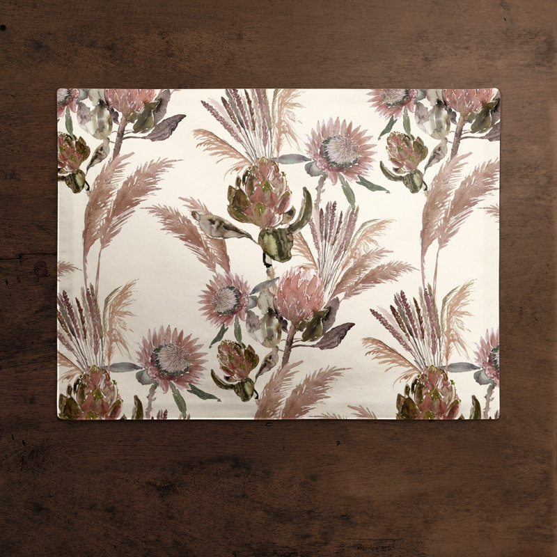 Napperon en polyester 14 "Protea Blooms, Crème
