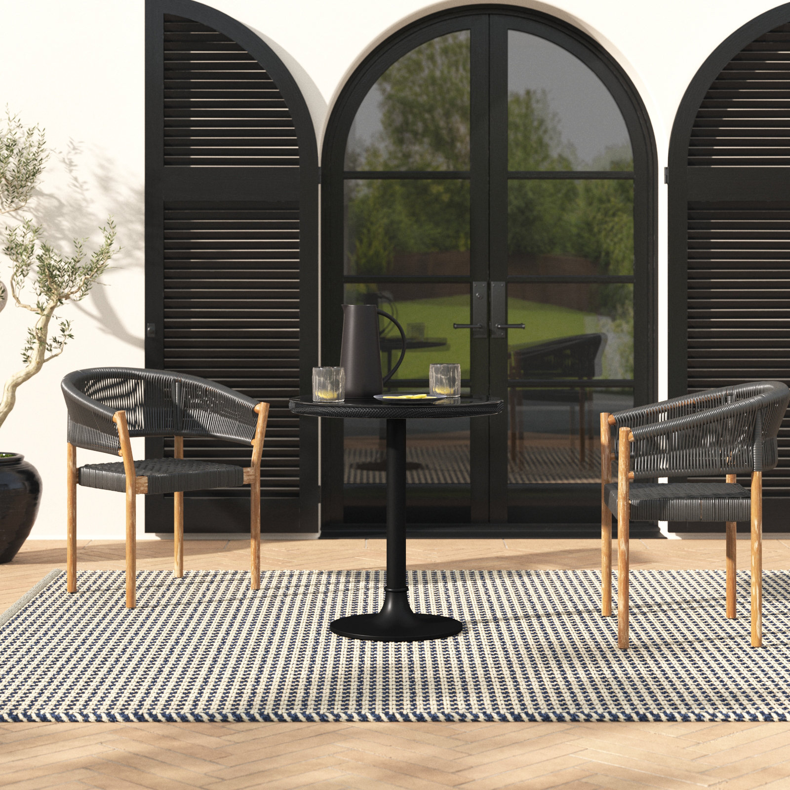 Abode 29.34'' Glass Outdoor Bistro Table