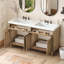 Meuble-lavabo de salle de bain avec lavabo double (lavabo SMC), grand espace de rangement avec 2 plateaux rabattables / tiroirs rabattables et 4 portes à fermeture douce, pieds en bois massif et boutons en métal argenté-1771896146