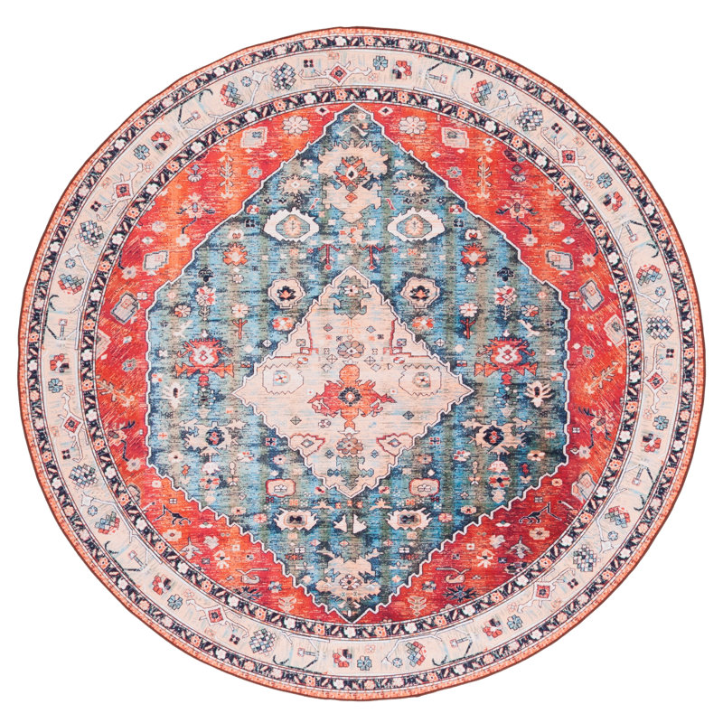 Tapis oriental beige / bleu Sonia, Rond 4 pi