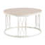 Table basse ronde en MDF à texture effet pierre, 70 cm de diamètre, structure métallique robuste, montage facile, style Wabi-Sabi