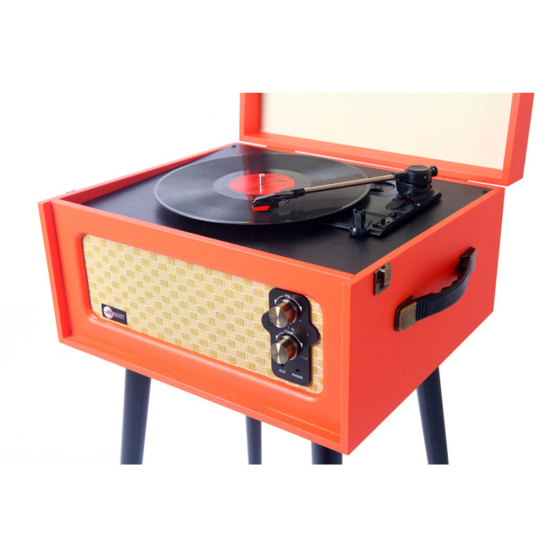 Support pour tourne-disque Bluetooth avec tourne-disque 3 vitesses Arkrocket Discovery, Orange