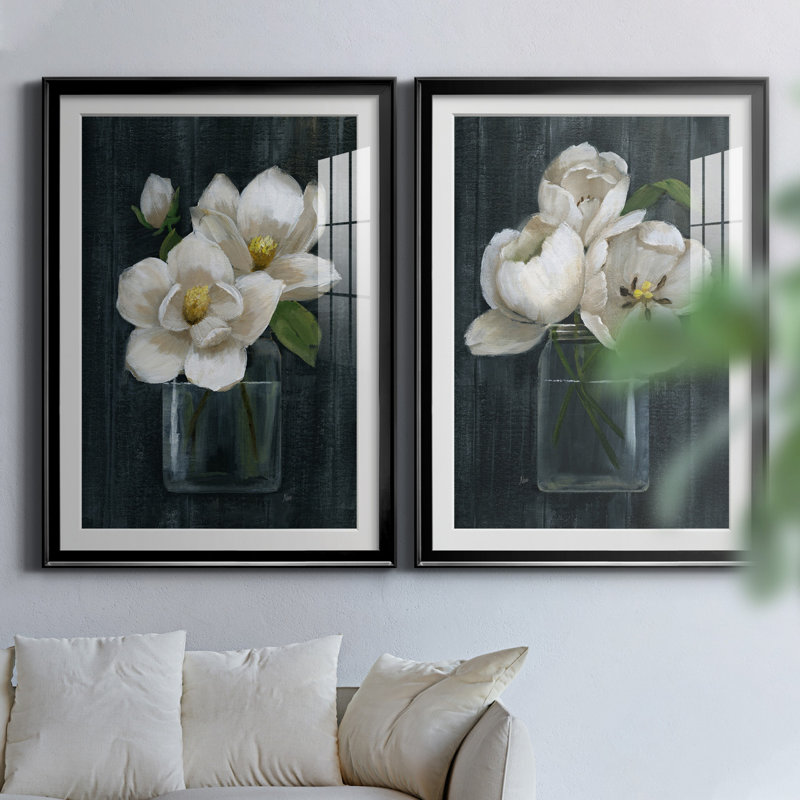 «Chalkboard Beauty I», ensemble de 2 reproductions d'art, Papier encadré noir, Blanc, H 30,5 po x l 85 po x P 1,5 po