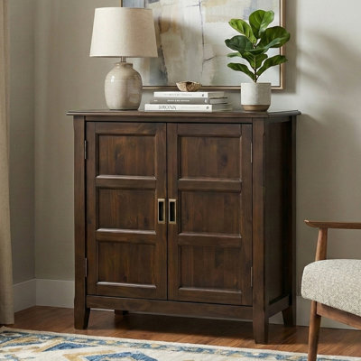 Burlington 30"W Solid Wood Transitional Low Storage Cabinet with Adjustable Shelves