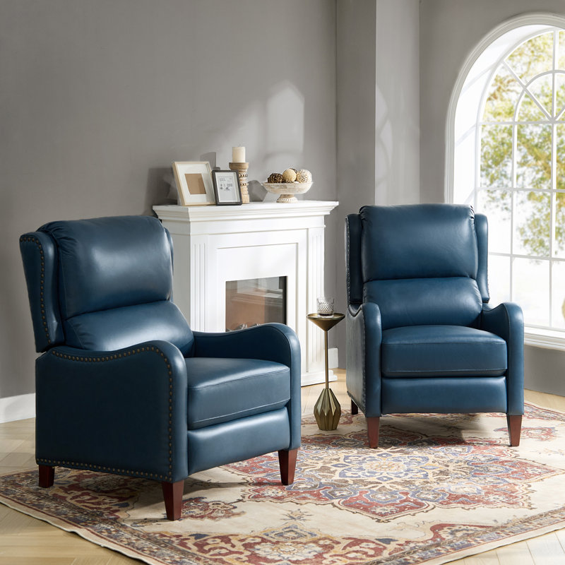 Fauteuil inclinable en cuir Beecher 28,75 po, Cuir pleine fleur turquoise
