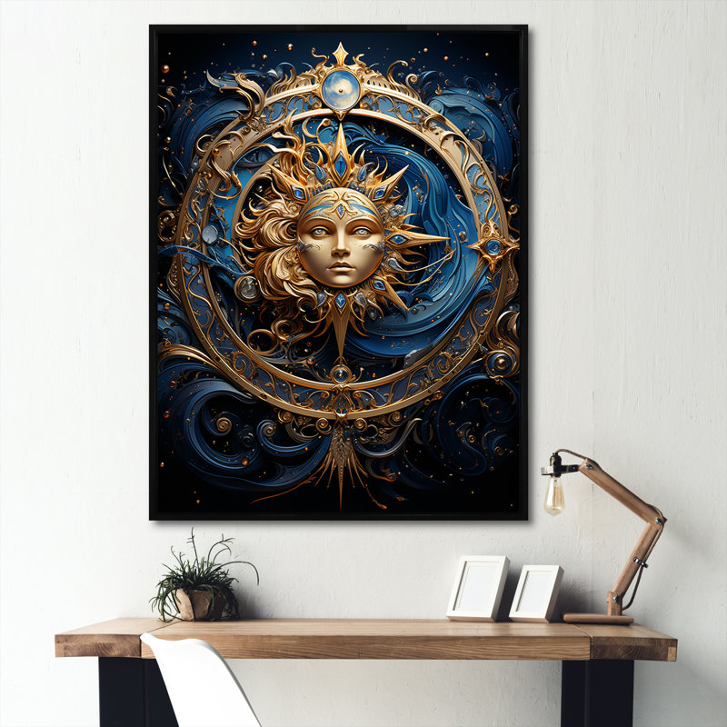 «Zodiac Calestial Harmony» sur impression sur toile, Cadre flottant noir, H 40 po x l 30 po x P 1,5 po